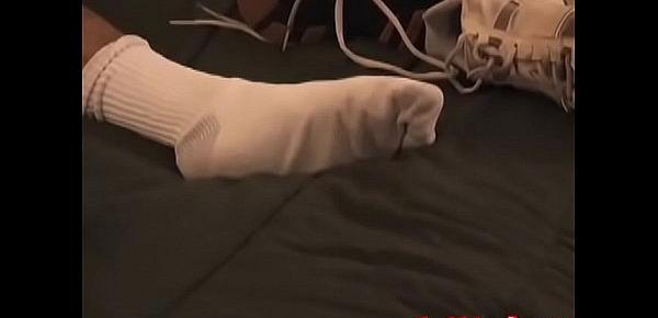  Cute foot fetish twink Zack playing with his strong rod